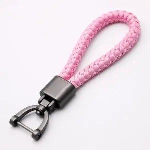 Hand Woven Horseshoe Buckle Leather Car Key Chain/Key Rings Holder