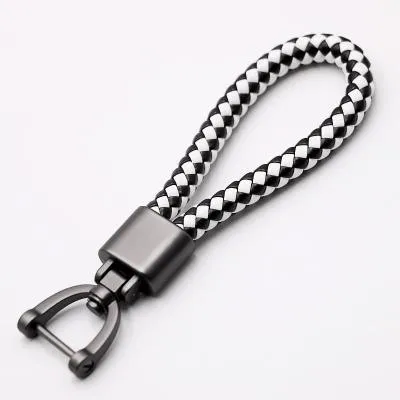 Hand Woven Horseshoe Buckle Leather Car Key Chain/Key Rings Holder