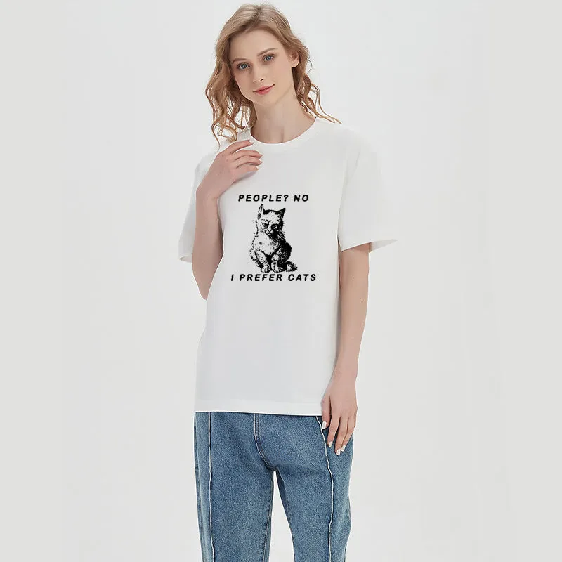 I PREFER CATS  Cotton Tee