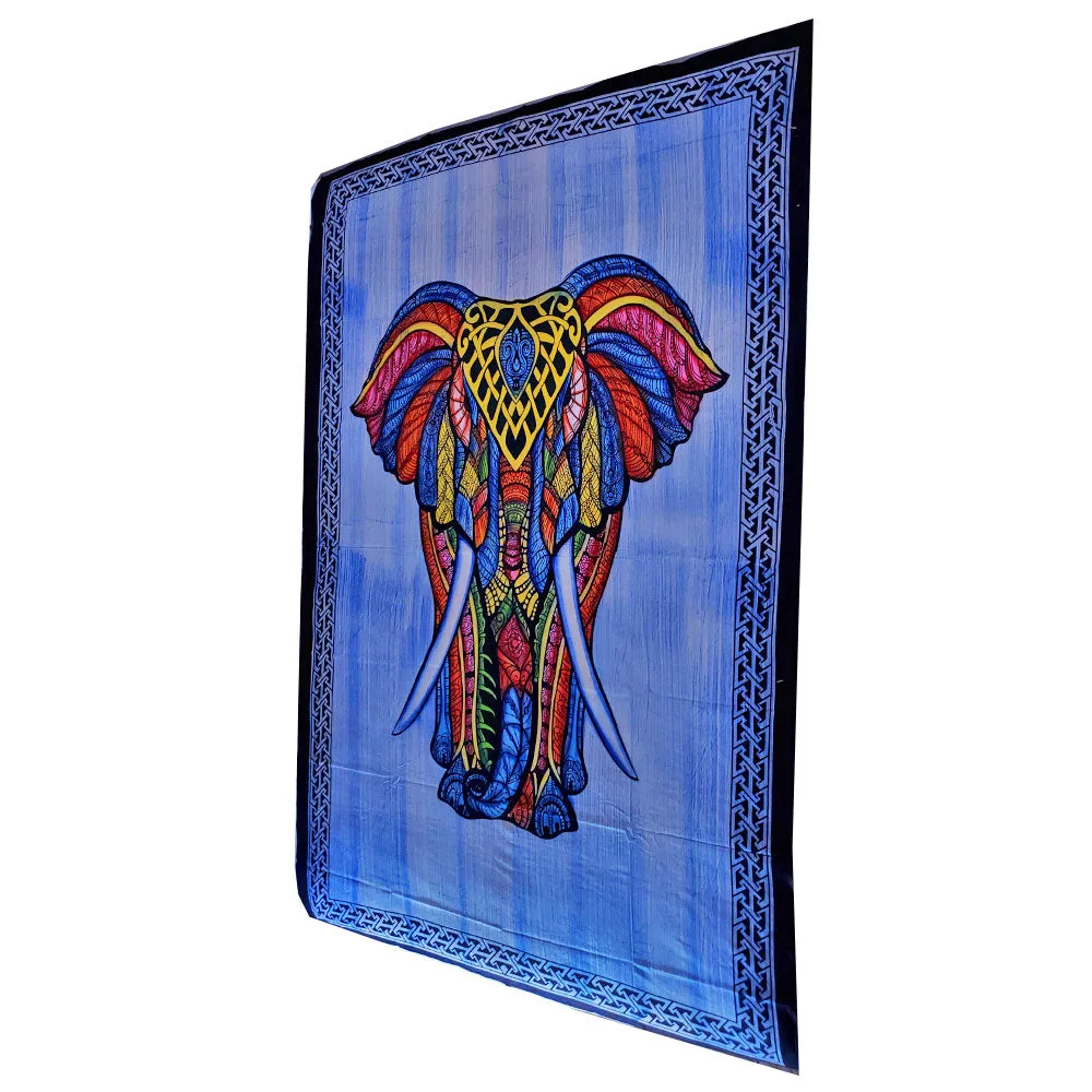 Indian Bohemian Elephant Brushstroke Art Tapestry Wall Hanging Decoration
