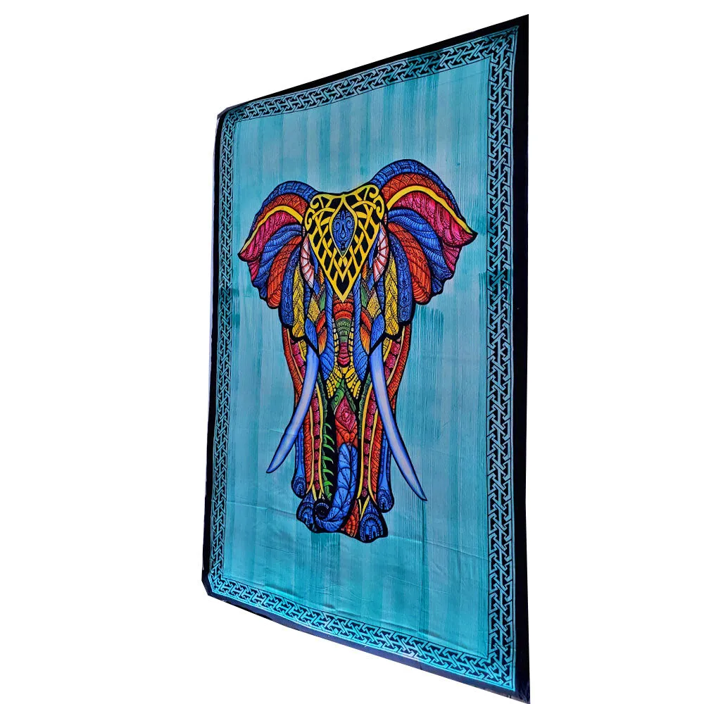 Indian Bohemian Elephant Brushstroke Art Tapestry Wall Hanging Decoration