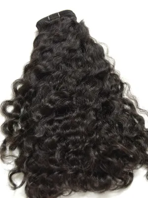 Indian Remy Kinky Wave Human Hair Extensions - Wefted Hair 14"