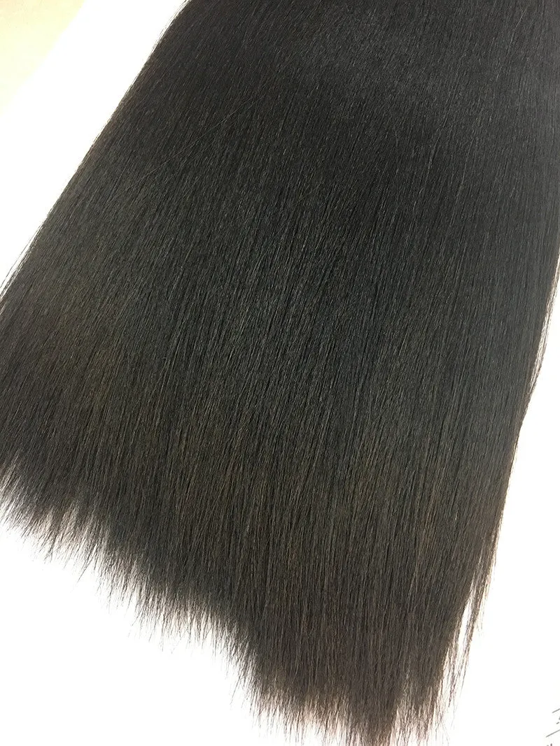 Indian Remy Yaki Straight Human Hair Extensions - Wefted Hair 18"