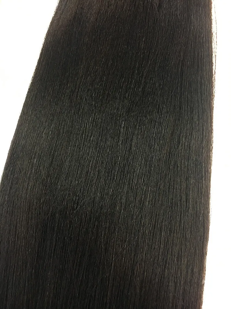 Indian Remy Yaki Straight Human Hair Extensions - Wefted Hair 18"