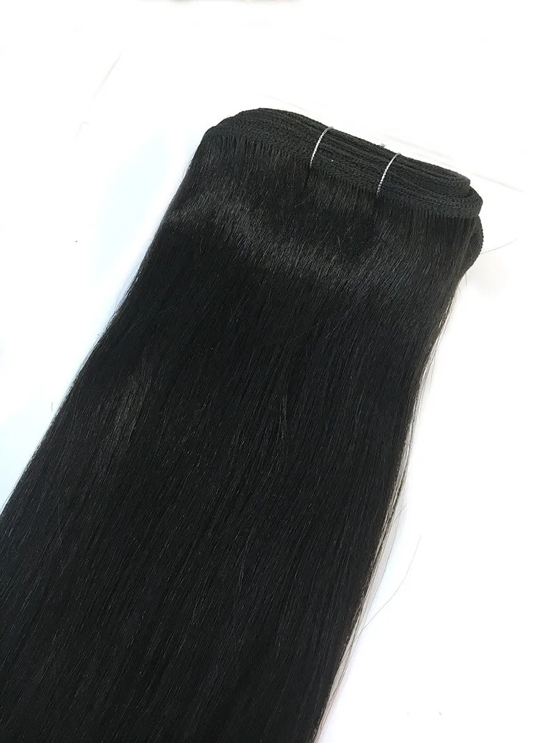 Indian Remy Yaki Straight Human Hair Extensions - Wefted Hair 18"