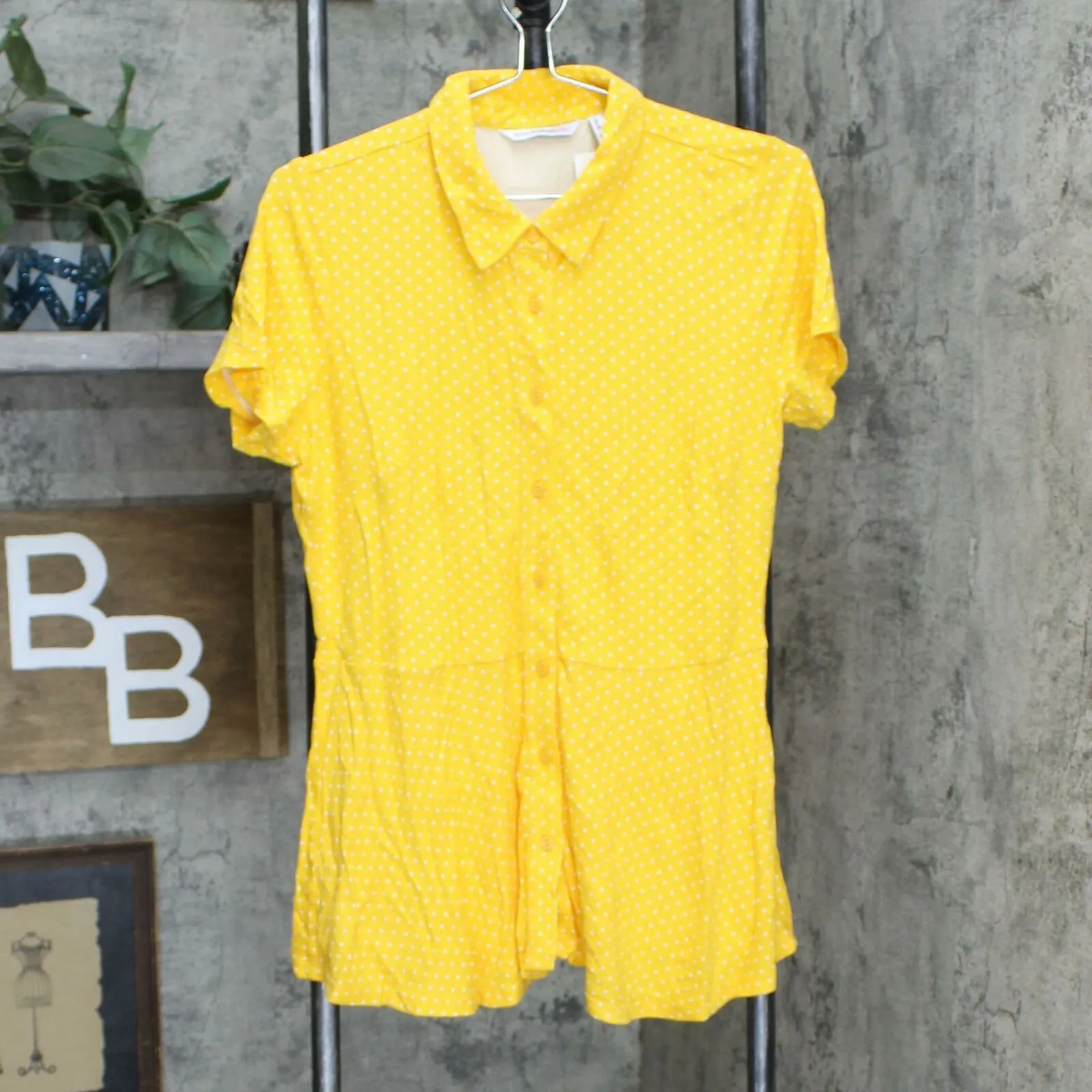 Isaac Mizrahi Live! Women's Polka Dot Button Front Knit Peplum Top
