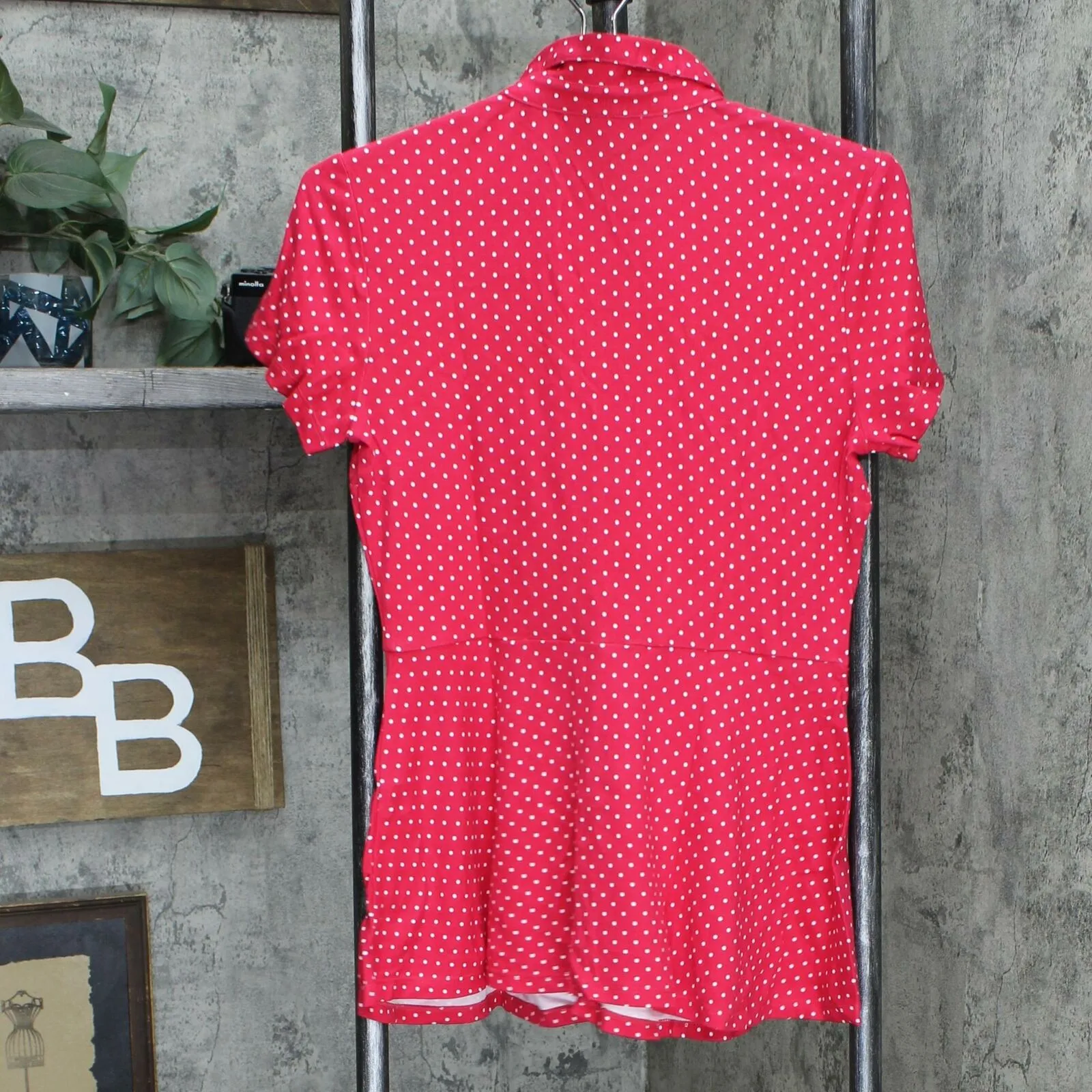 Isaac Mizrahi Live! Women's Polka Dot Button Front Knit Peplum Top