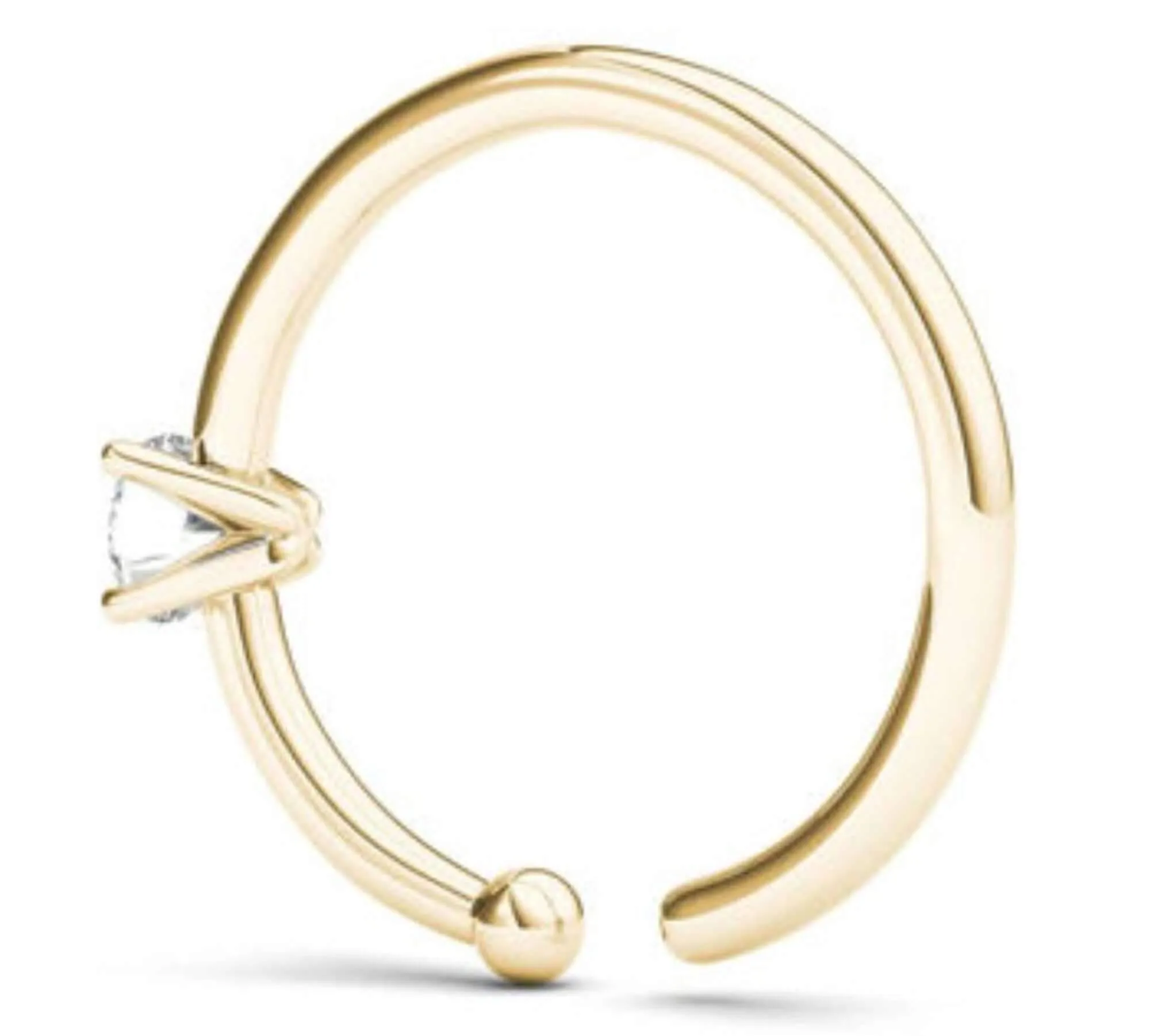JewelMore 0.02ct Diamond Nose Ring Hoop - 14K White Gold or Yellow Gold