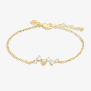 Joma Halo Pearl CZ & Pearl Cluster Gold Bracelet