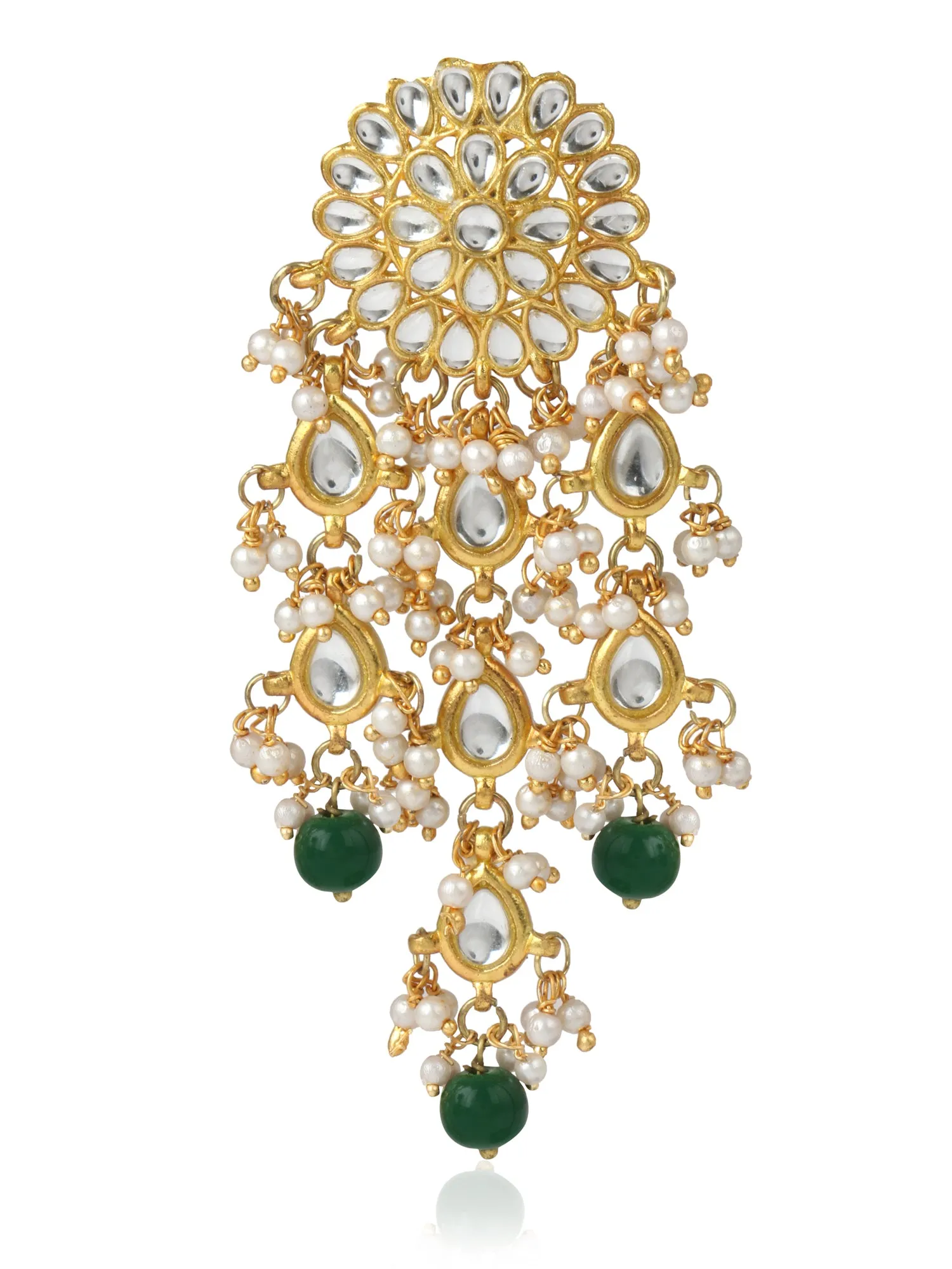 Karatcart GoldPlated Fashion Dangler Earring with Green Tassels