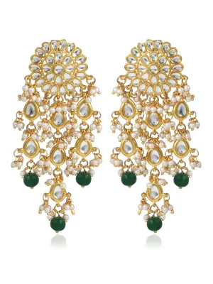 Karatcart GoldPlated Fashion Dangler Earring with Green Tassels