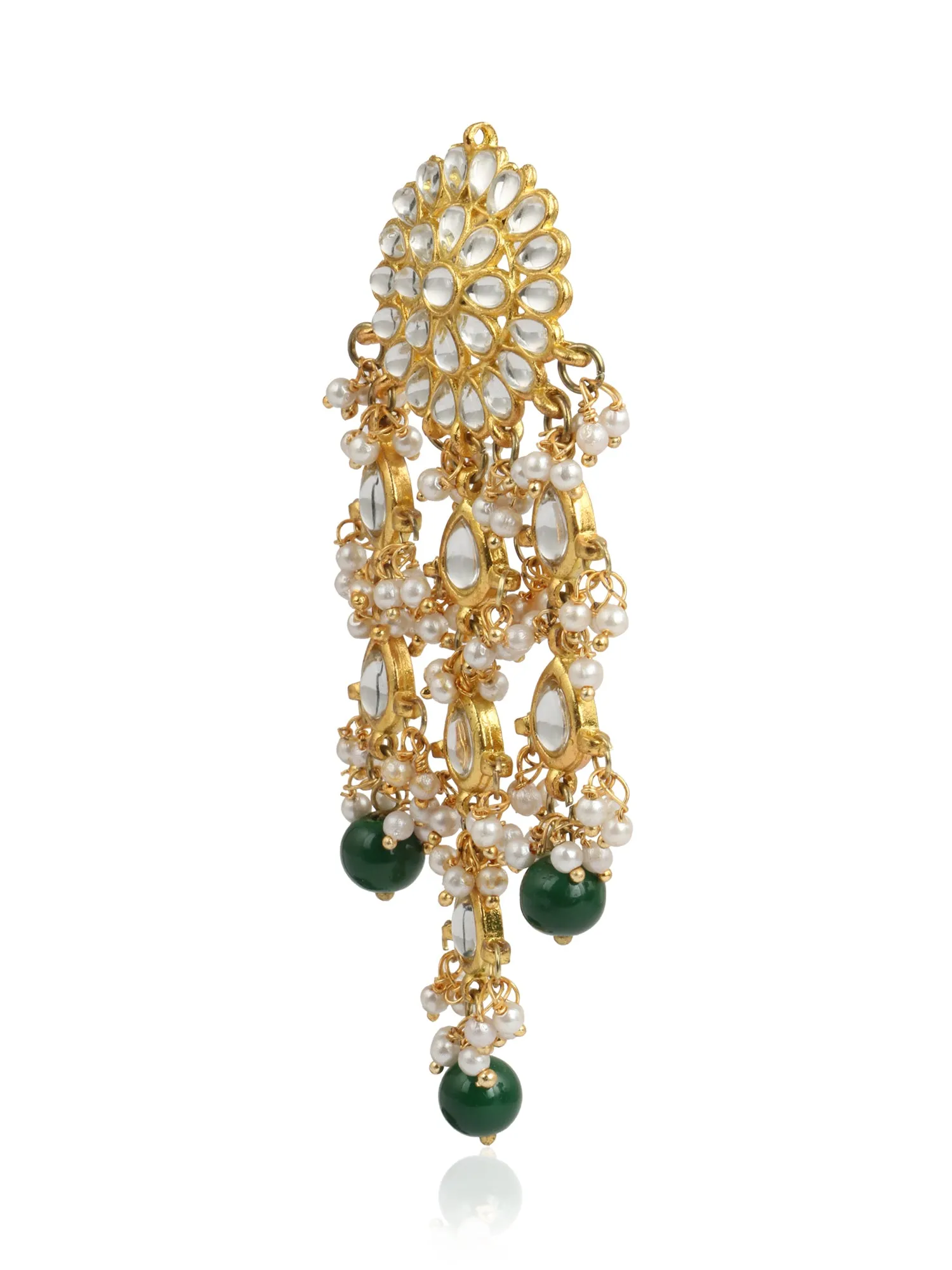 Karatcart GoldPlated Fashion Dangler Earring with Green Tassels