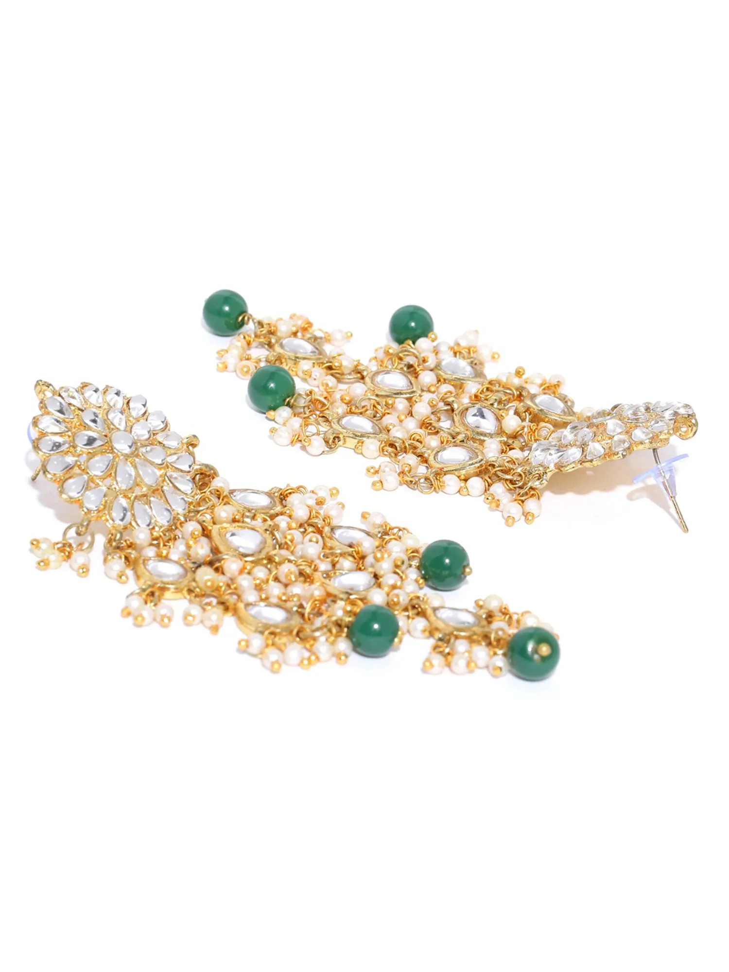 Karatcart GoldPlated Fashion Dangler Earring with Green Tassels