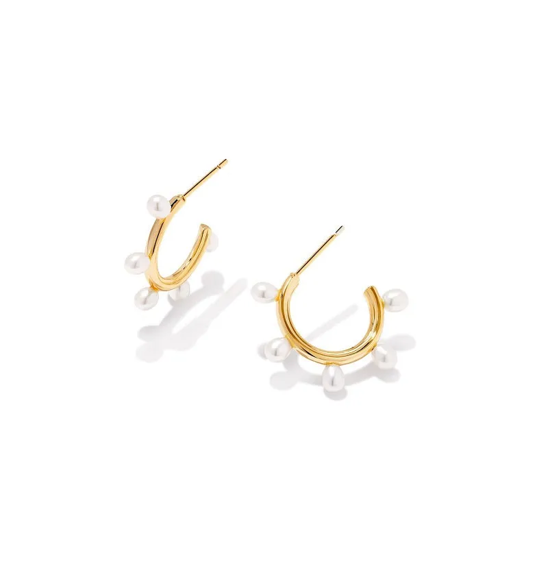 Kendra Scott Leighton Pearl Huggie Earrings