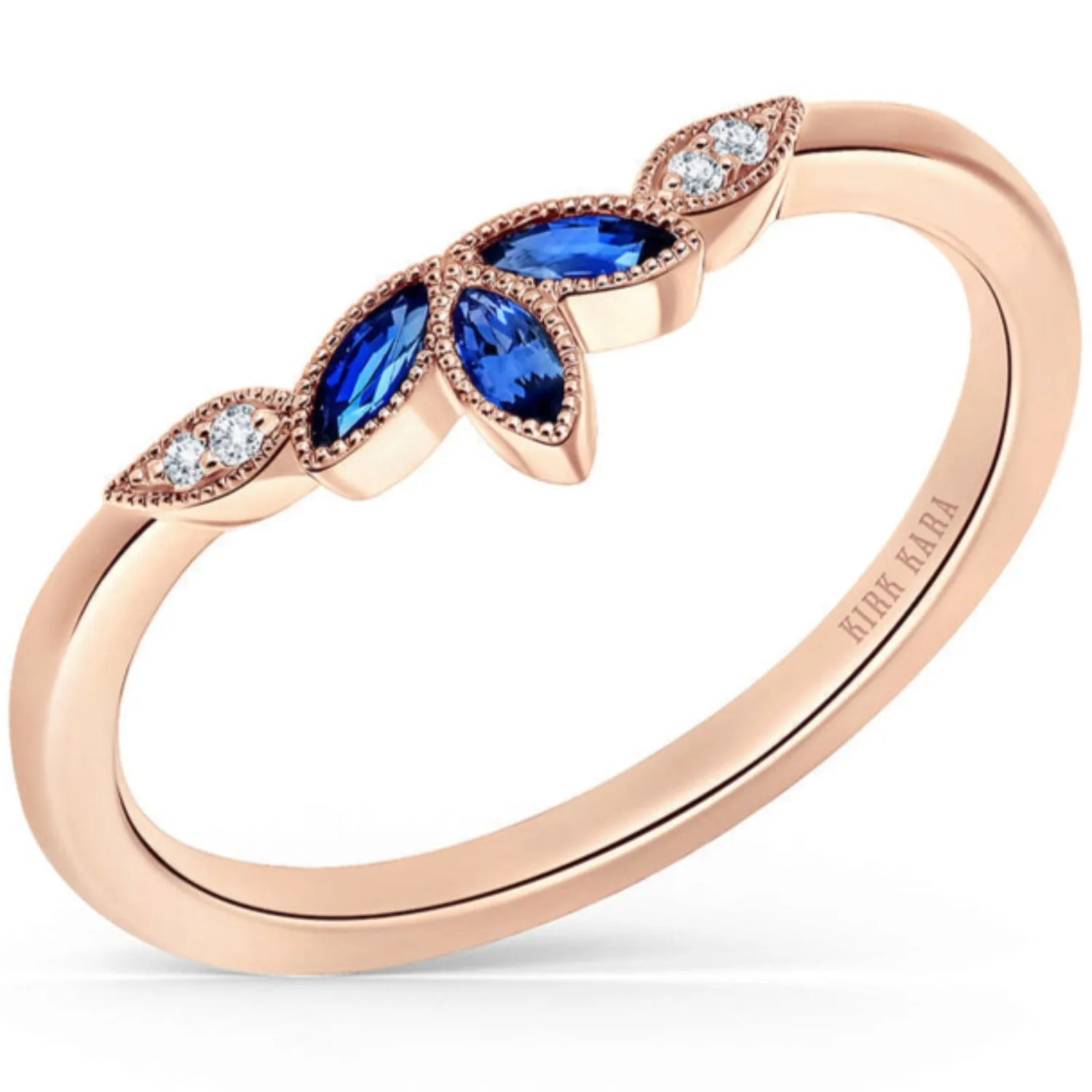 Kirk Kara "Dahlia" Nature-Inspired Blue Sapphire Wedding Band