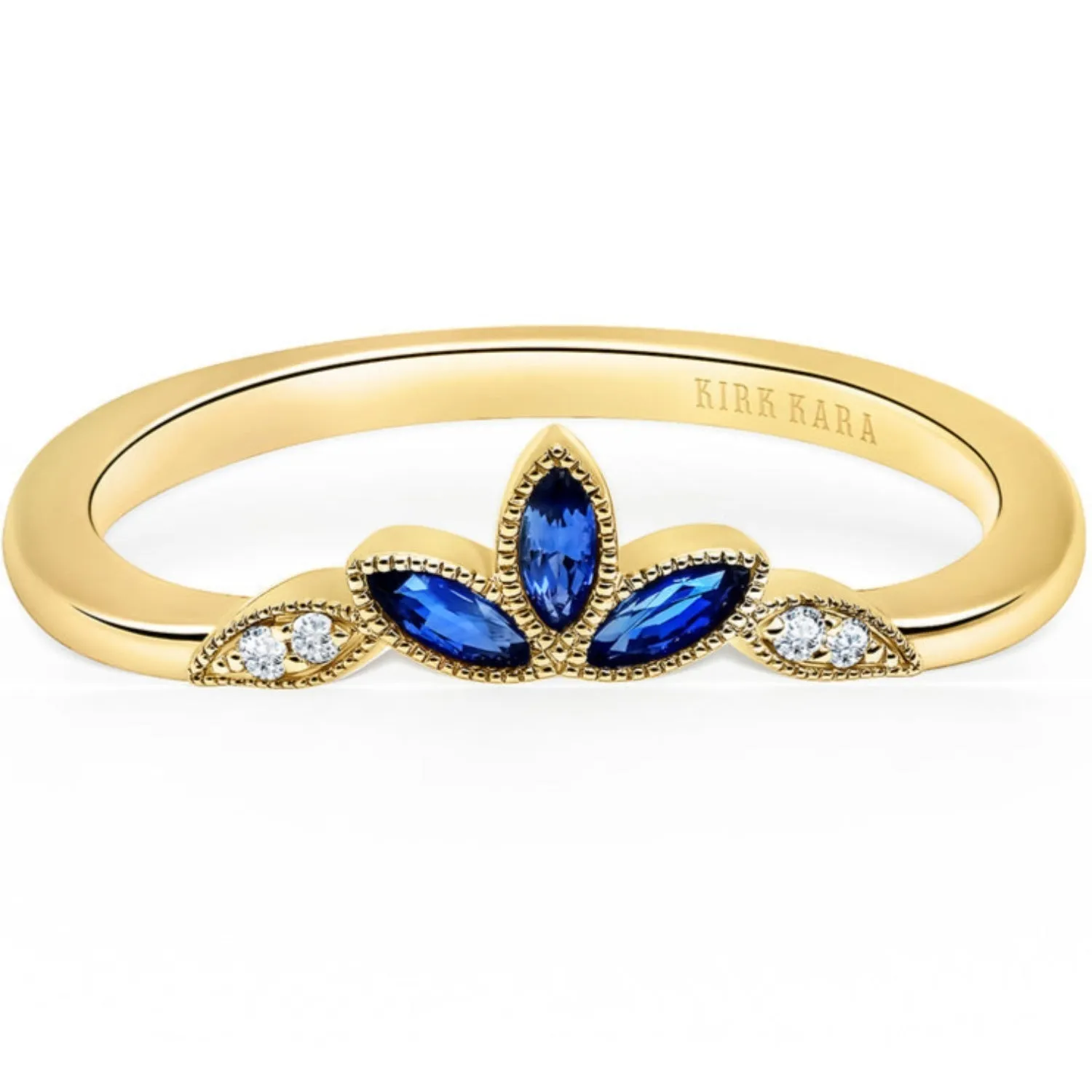 Kirk Kara "Dahlia" Nature-Inspired Blue Sapphire Wedding Band