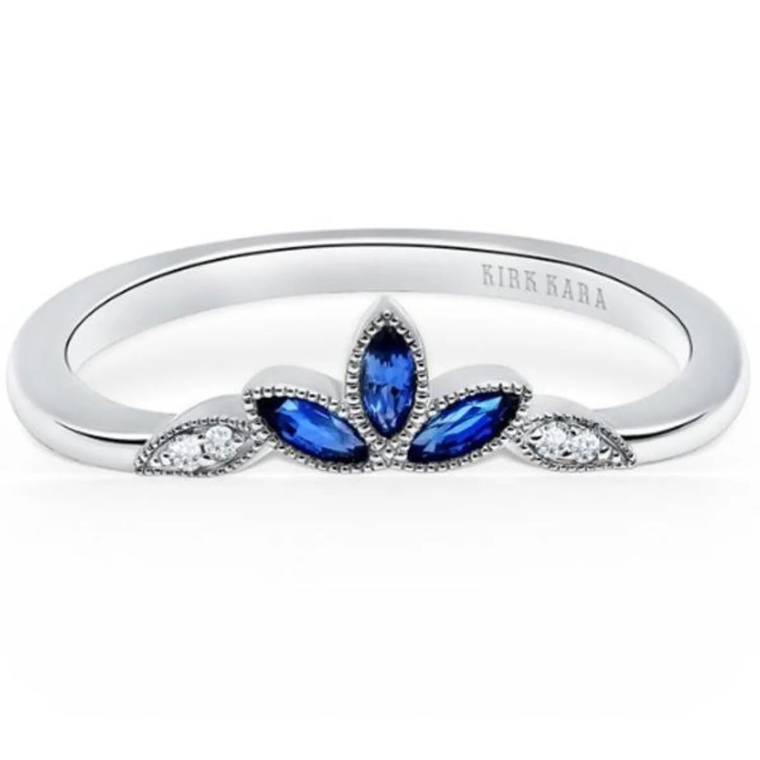 Kirk Kara "Dahlia" Nature-Inspired Blue Sapphire Wedding Band