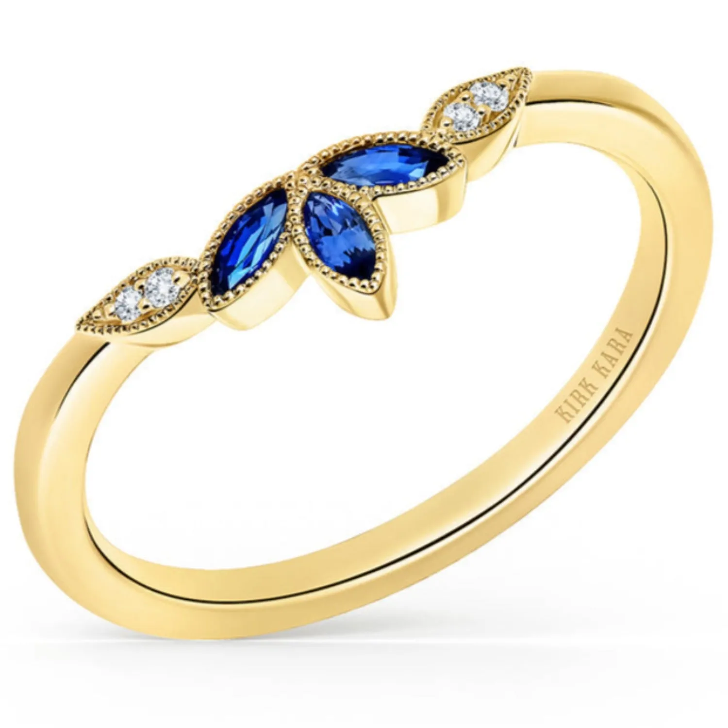 Kirk Kara "Dahlia" Nature-Inspired Blue Sapphire Wedding Band