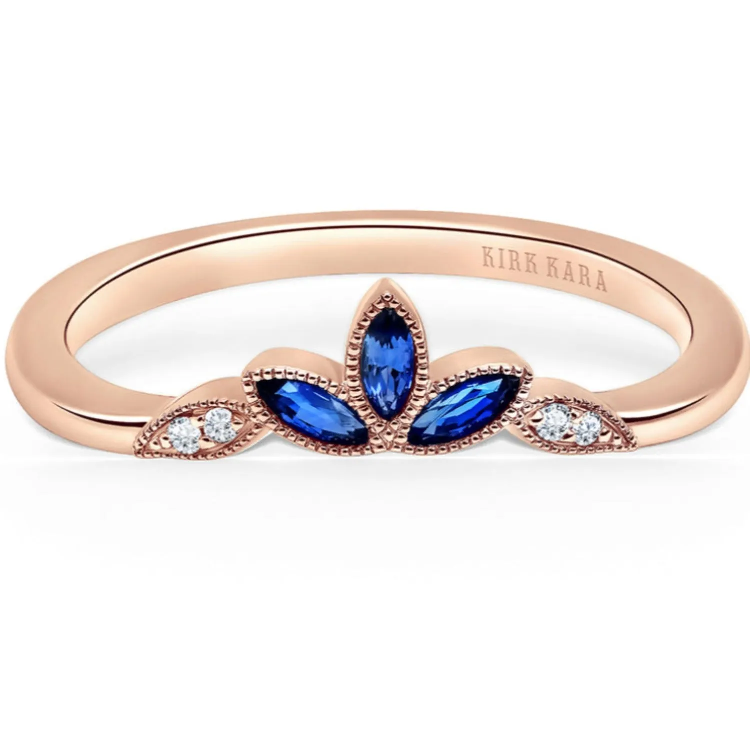 Kirk Kara "Dahlia" Nature-Inspired Blue Sapphire Wedding Band
