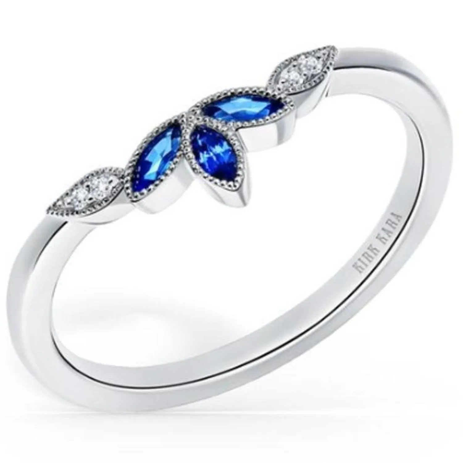 Kirk Kara "Dahlia" Nature-Inspired Blue Sapphire Wedding Band