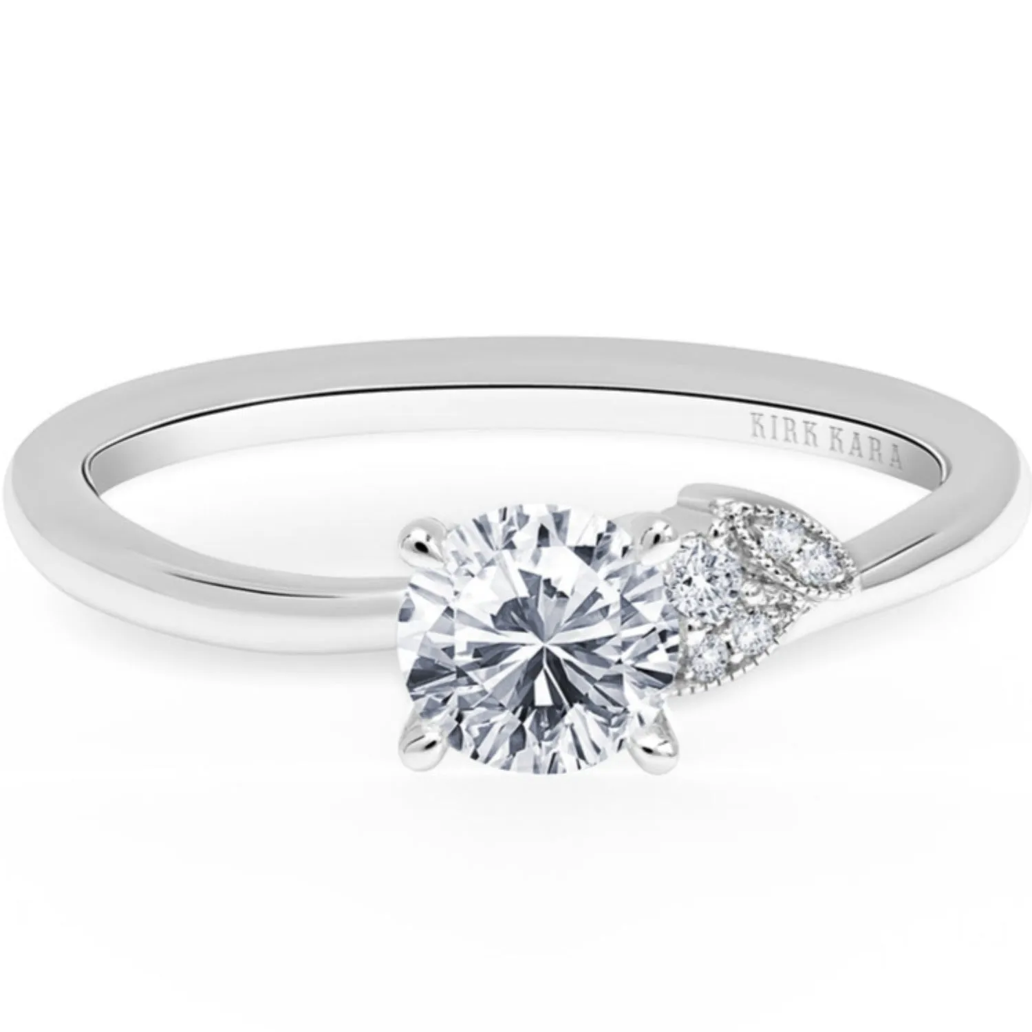 Kirk Kara "Dahlia" Petite Leaf Diamond Engagement Ring