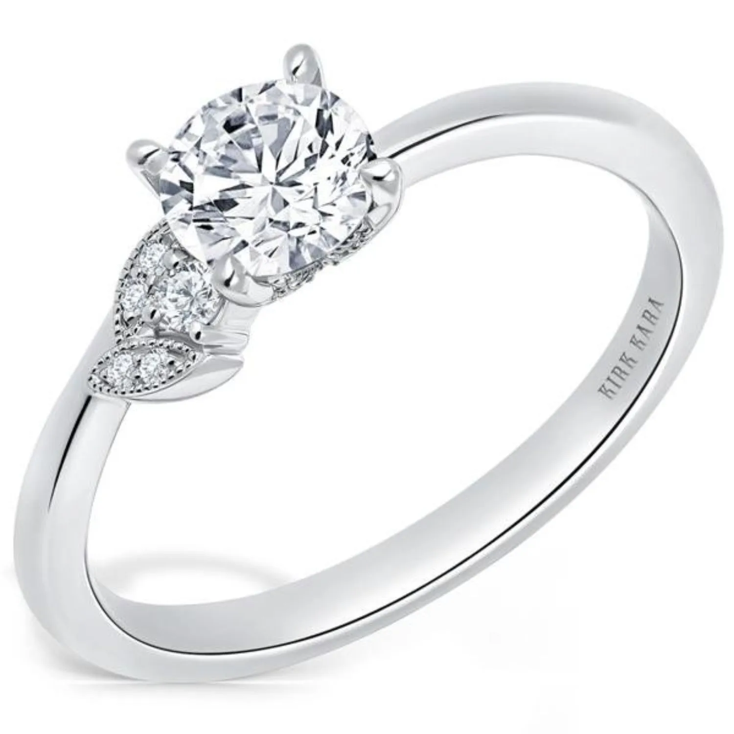 Kirk Kara "Dahlia" Petite Leaf Diamond Engagement Ring