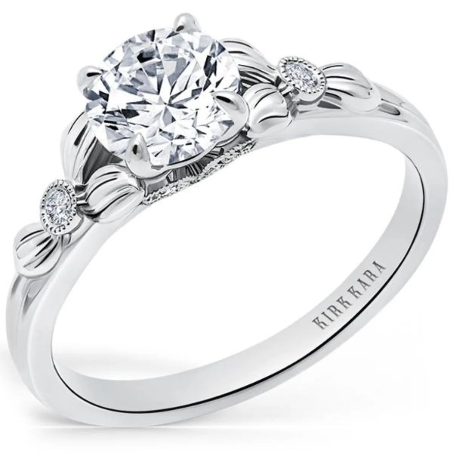 Kirk Kara "Dahlia" Petite Textured Leaf Diamond Engagement Ring