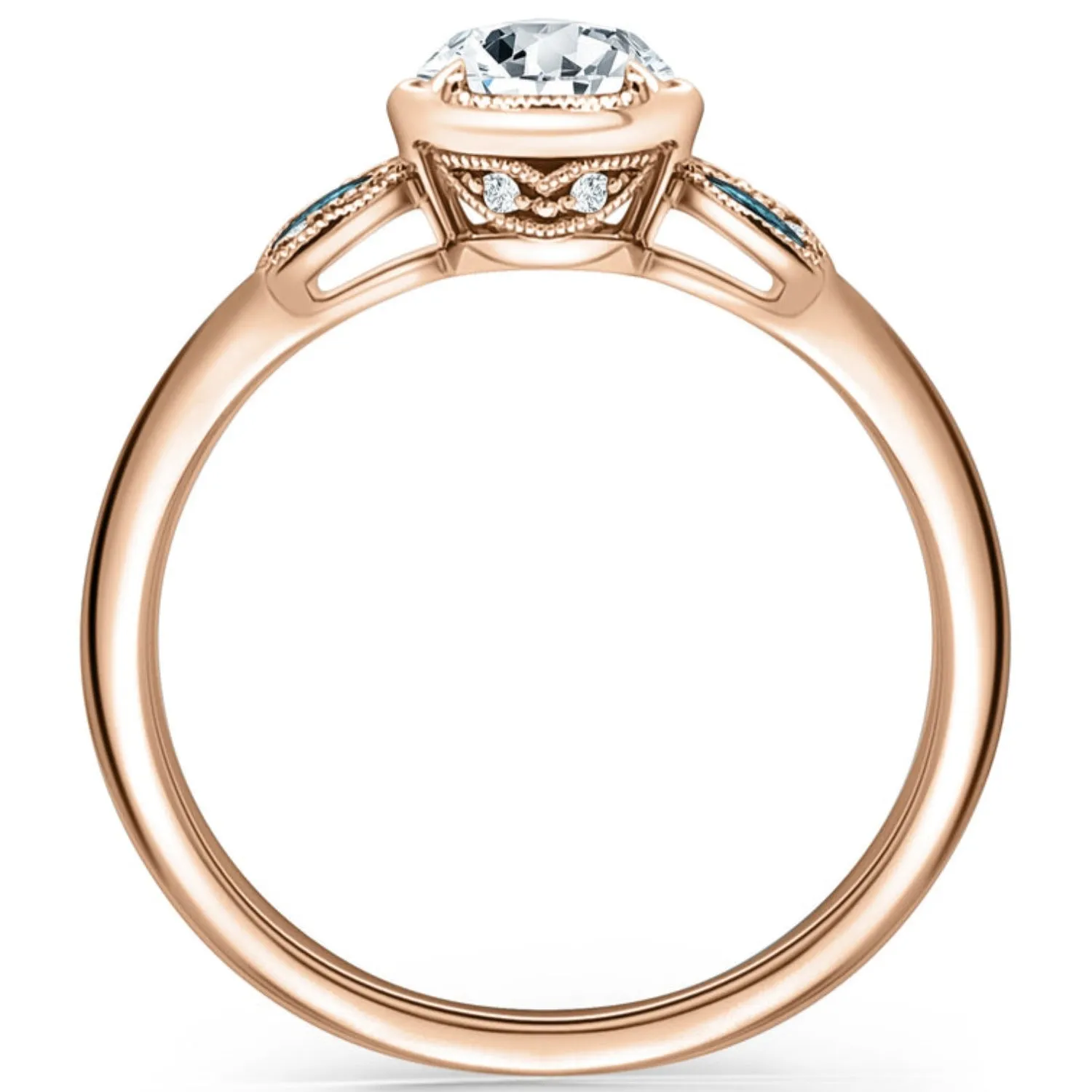 Kirk Kara "Dahlia" Rose Cut Diamond & Blue Sapphire Engagement Ring