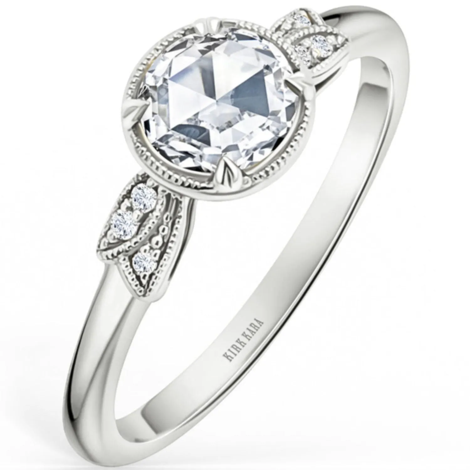 Kirk Kara "Dahlia" Rose Cut Leaf Diamond Engagement Ring