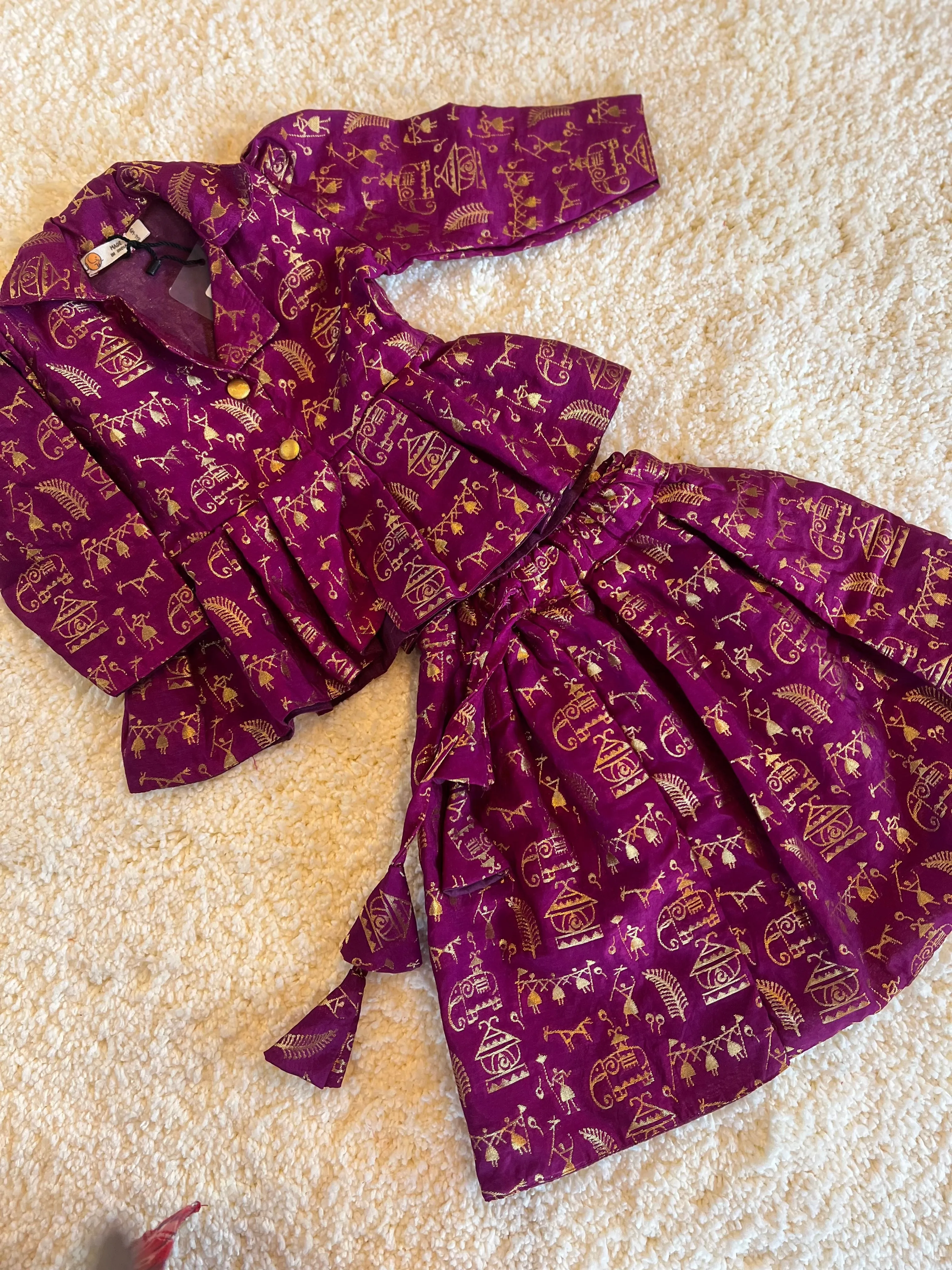 Klingaru Lehanga -Purple Warli Benarsi - Preorder