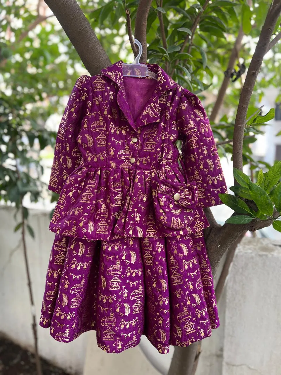 Klingaru Lehanga -Purple Warli Benarsi - Preorder