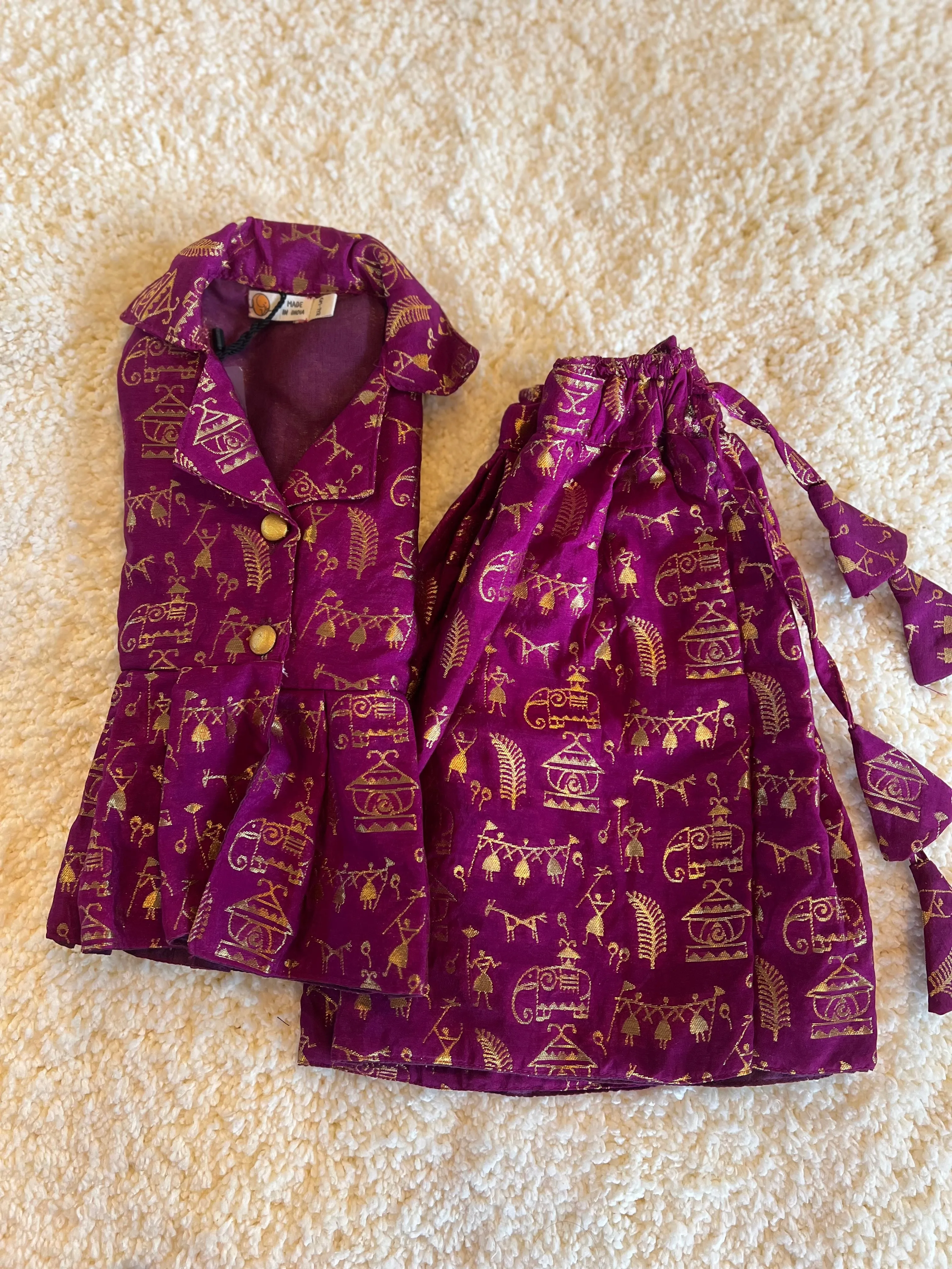 Klingaru Lehanga -Purple Warli Benarsi - Preorder