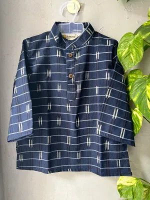 Klingaru Long Kurta - Blue Ikat       ( Last Piece -size-1 Years )