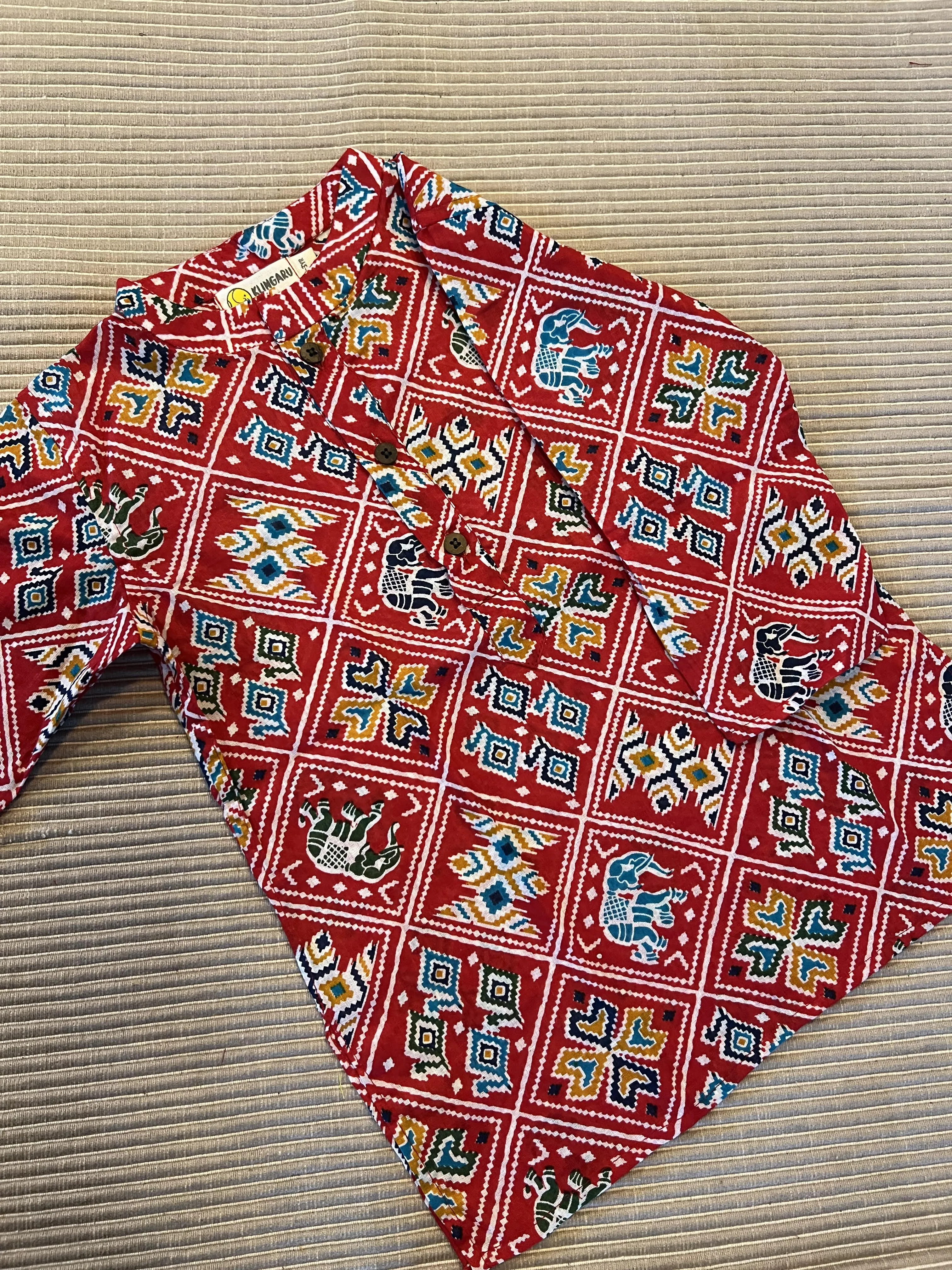 Klingaru Long Kurta - Red Ethnic Ellie  ( Last Pieces ) Size-1-2 Years