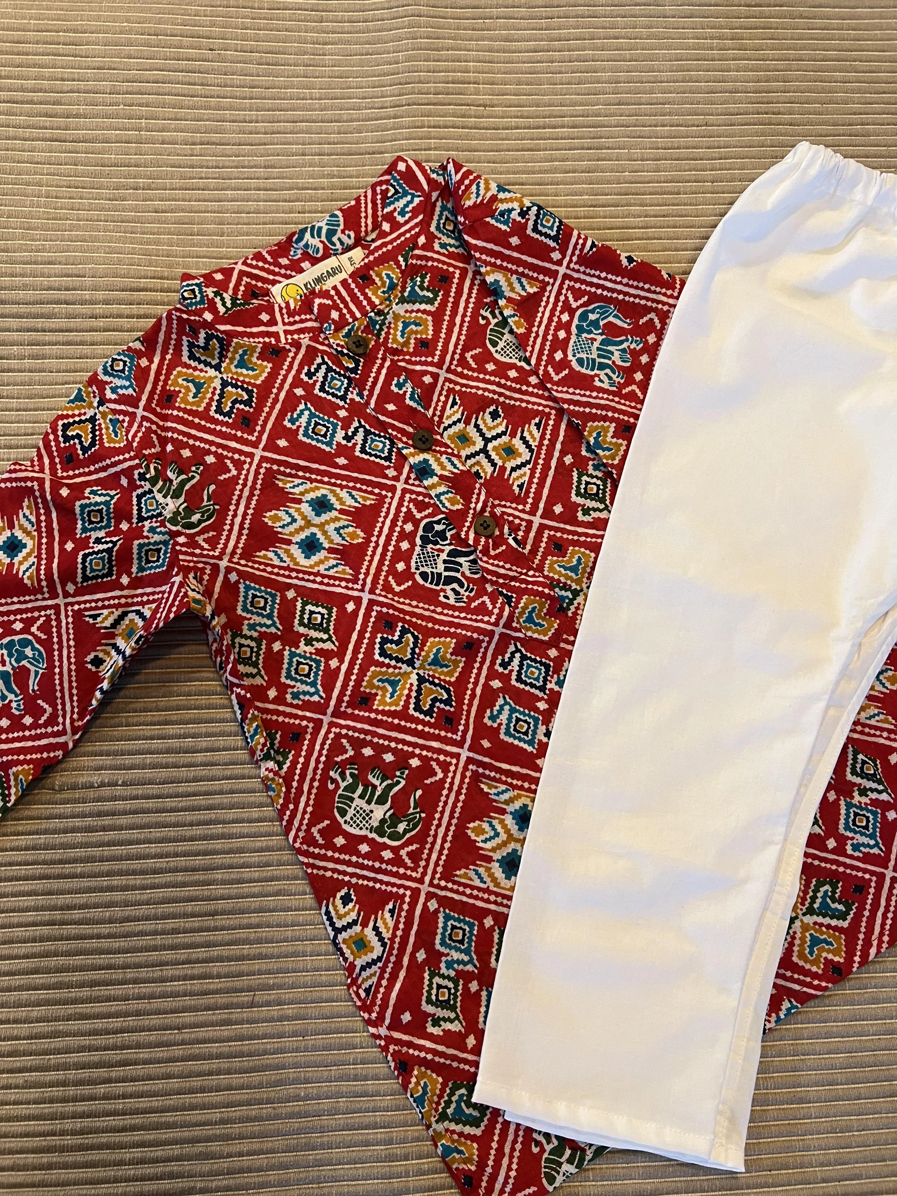Klingaru Long Kurta - Red Ethnic Ellie  ( Last Pieces ) Size-1-2 Years