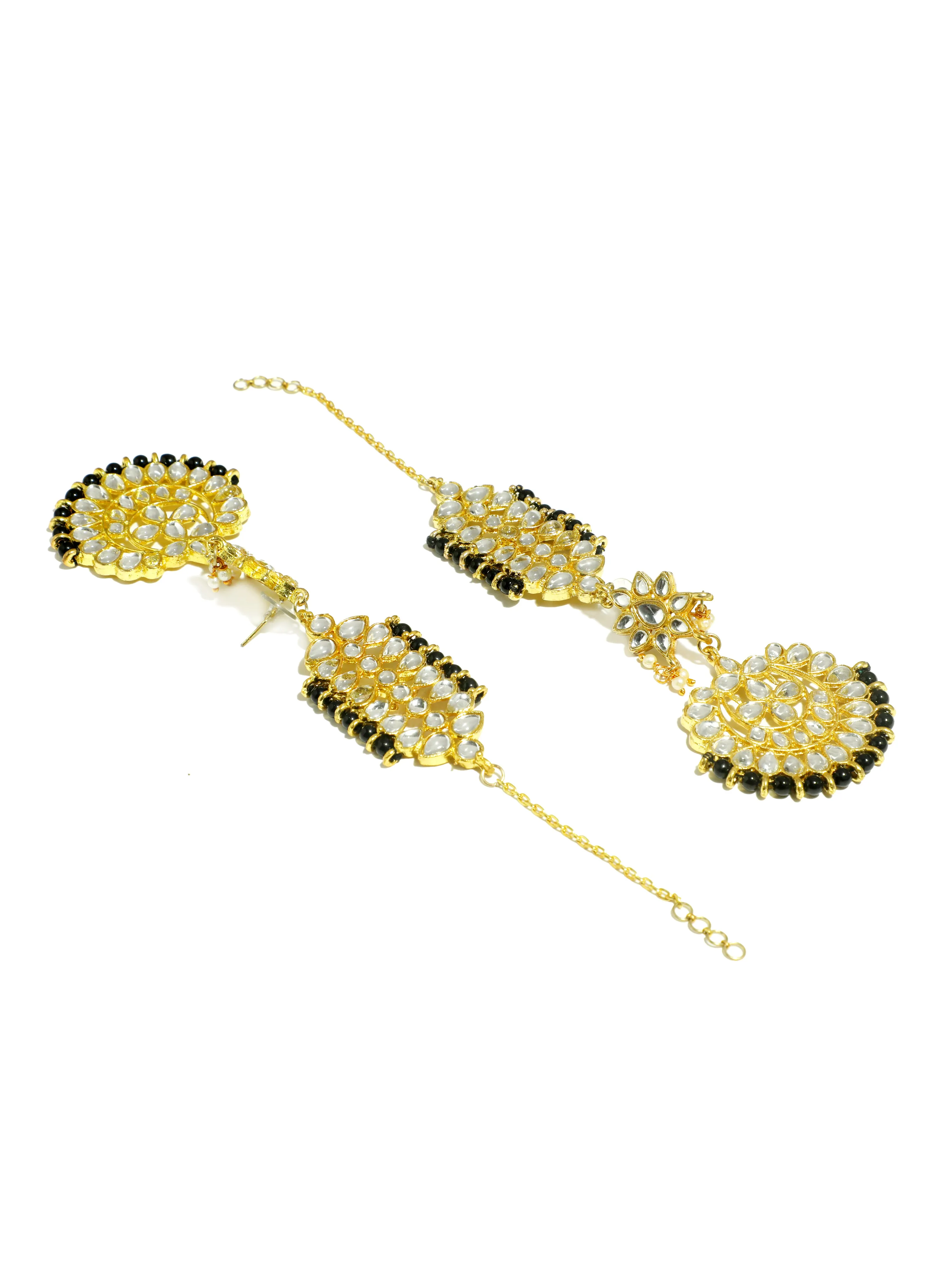 Kundan Black Kaanchain Earrings