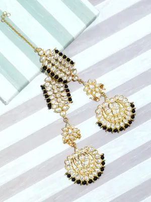 Kundan Black Kaanchain Earrings