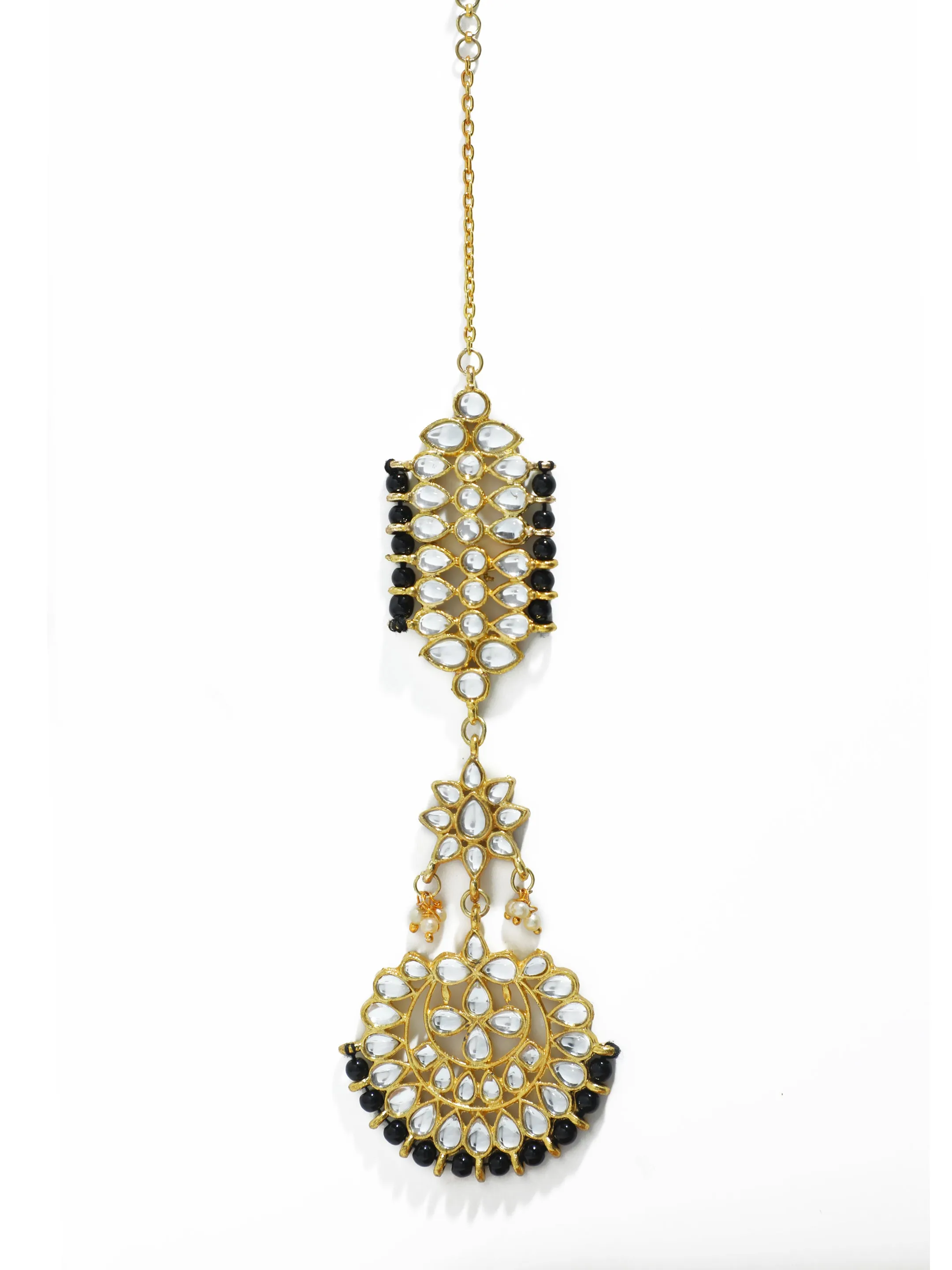 Kundan Black Kaanchain Earrings