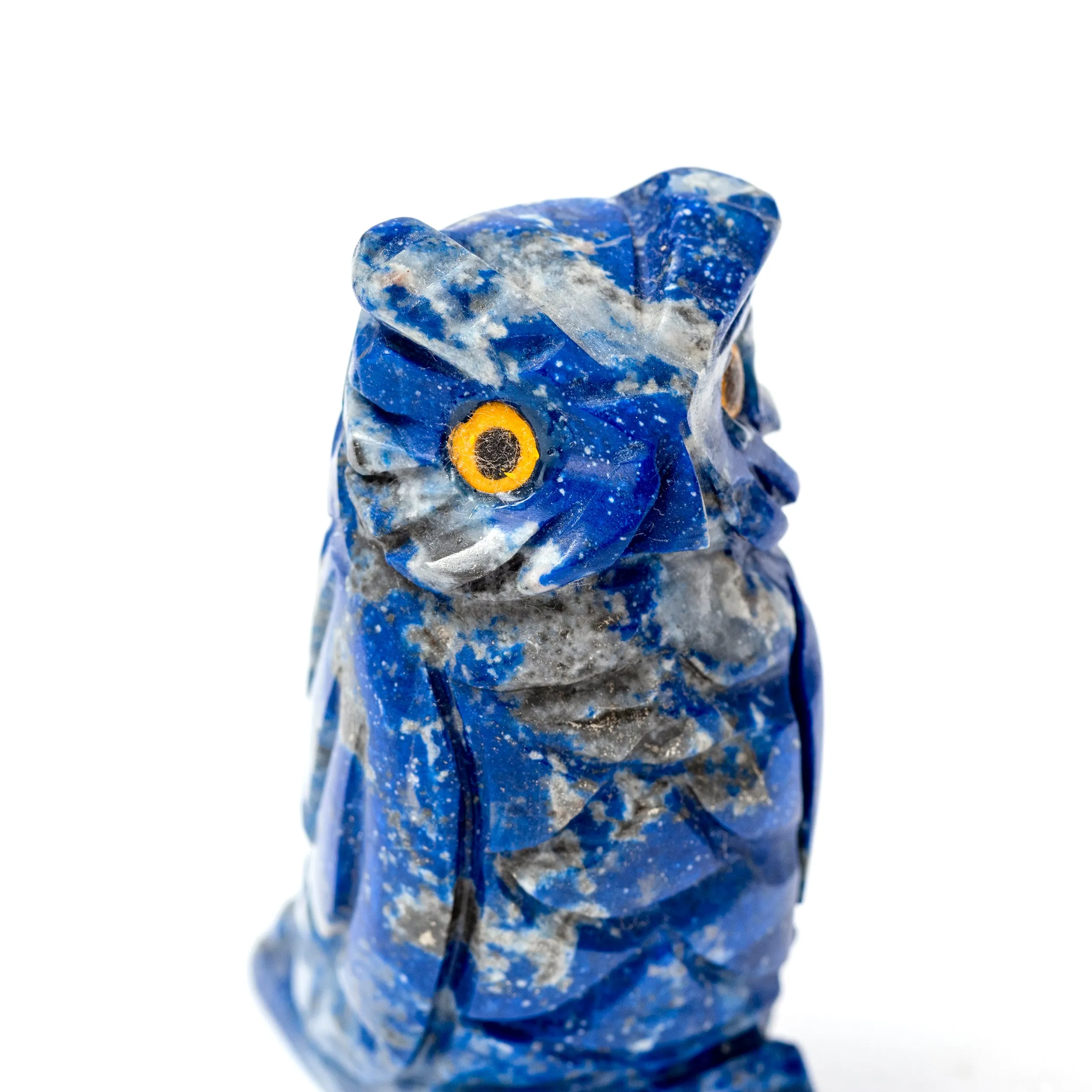 Lapis Lazuli Owl Figurine Medium | Artisan Carved Decor | Inspired by Nature