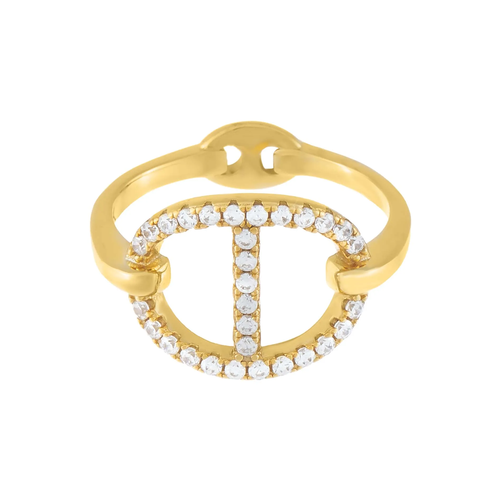 Large CZ Open Mariner Link Ring