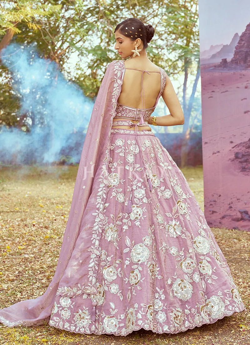 Lavender Multi Embroidery Bridal Lehenga Choli