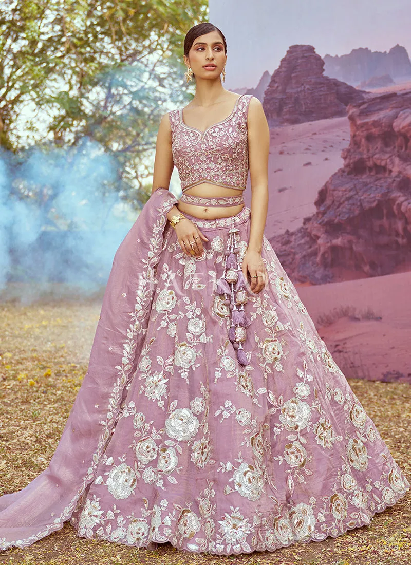 Lavender Multi Embroidery Bridal Lehenga Choli