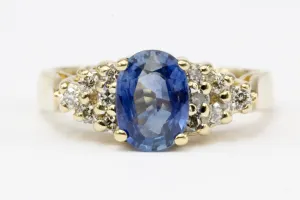 LeVian .90 CT Natural Sapphire and Diamond Ring Size 3.75