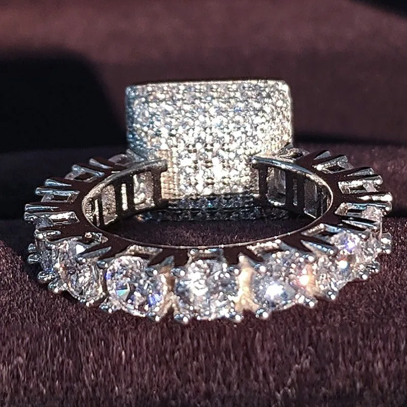 Luxury Retro Sapphire Engagement Ring for Women Party Gift Jewelry