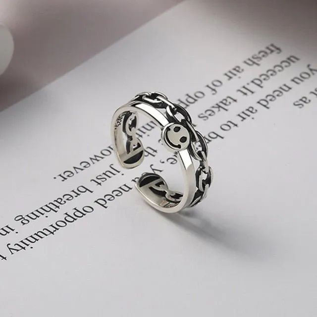 Luxury Retro Silver Ring Women Girls Anniverssary Jewelry Gift