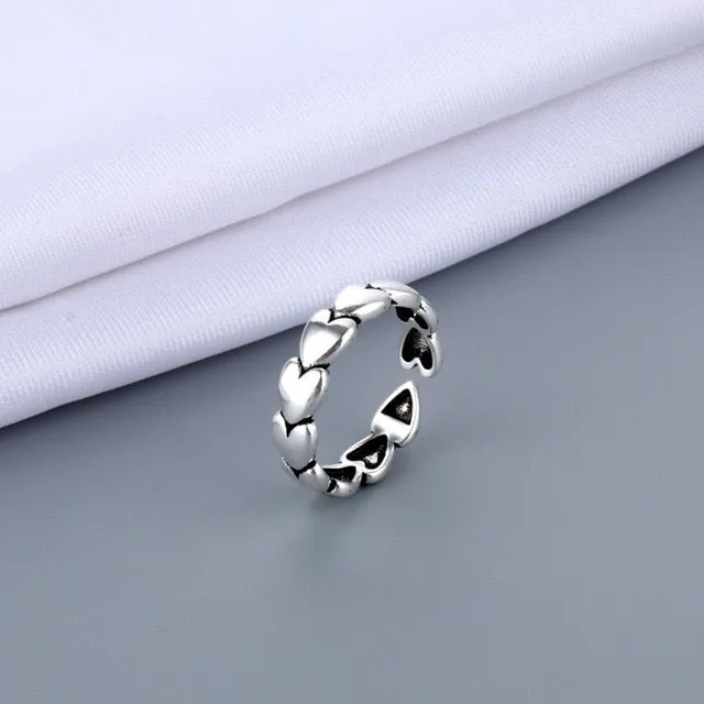 Luxury Retro Silver Ring Women Girls Anniverssary Jewelry Gift