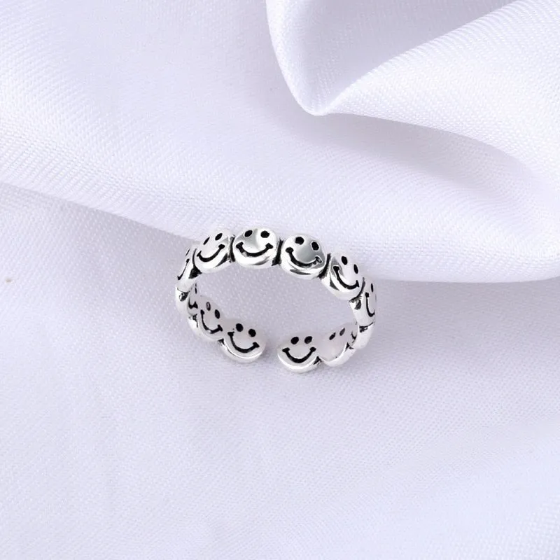 Luxury Retro Silver Ring Women Girls Anniverssary Jewelry Gift