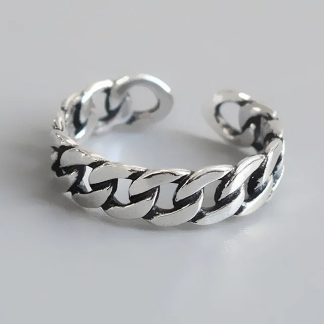 Luxury Retro Silver Ring Women Girls Anniverssary Jewelry Gift