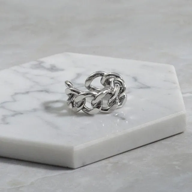 Luxury Retro Silver Ring Women Girls Anniverssary Jewelry Gift