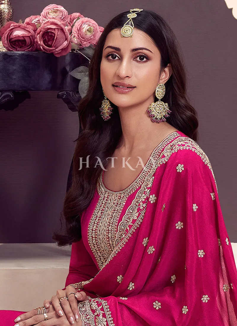 Magenta Embroidery Anarkali Dress